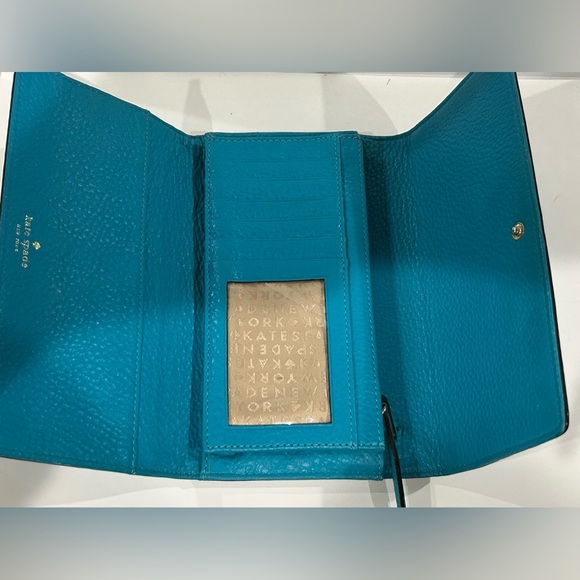 Kate Spade Turquoise Pebble Leather Wallet Clutch - Picture 6 of 9